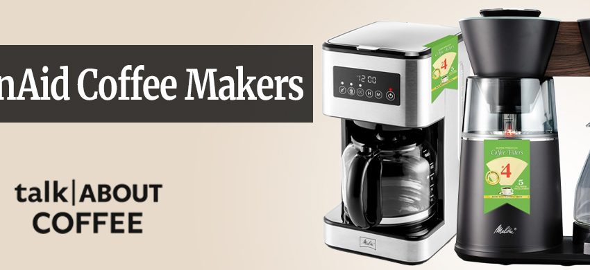 A Melitta cone-filter pour-over with a brown number 4 paper filter and ground coffee, gooseneck kettle pouring hot water