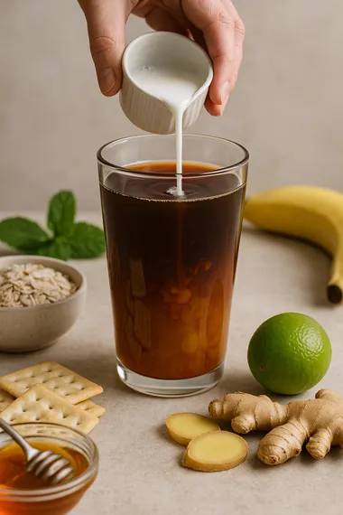 Milk helps because calcium and proteins in dairy neutralize stomach acid and provide a protective coating.