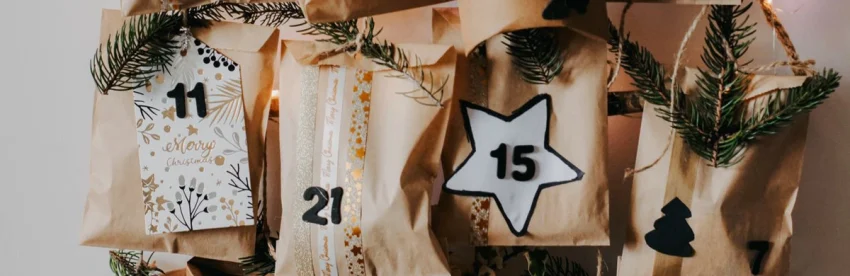 Coffee advent calendar with numbered compartments holding different coffee bean samples